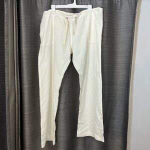 Women’s Cream Drawstring linen casual pants sz M/L